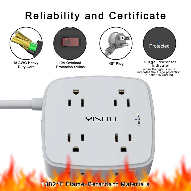 6 Ft Surge Protector Power Strip - 8 Widely Outlets