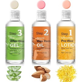 Before And After Waxing Skin Care Kit, Professional Waxing Kit for Women at Home, Pre-Wax Cleanser, Wax Remover Oil, After-Wax Cooling Aloe Vera Gel For Soothing Skin