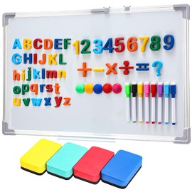 Fullhawl Magnetic Alphabet Letters and Number Board Kit with 16x24 Whiteboard, 156 Letters Numbers, 30 Magnets, 16 Markers, 4 Whiteboard Erasers for Christmas Teaching Birthday Gift, Classroom School