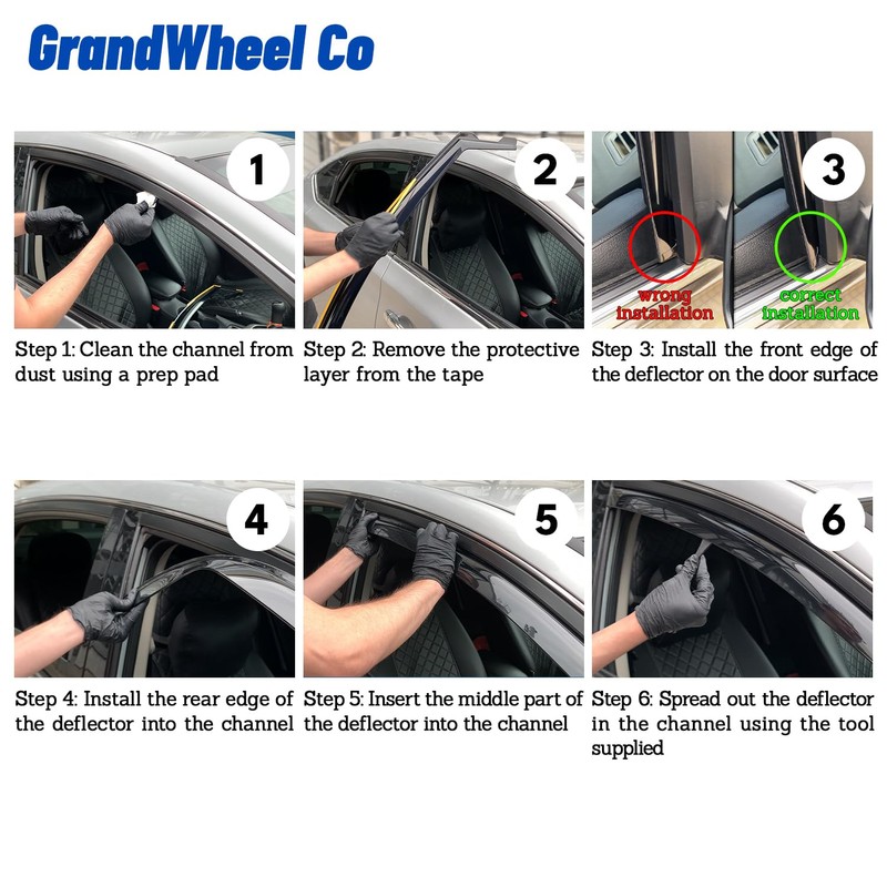Window Deflectors Smoke Tinted in-Channel Side Window Vent Visor Deflectors