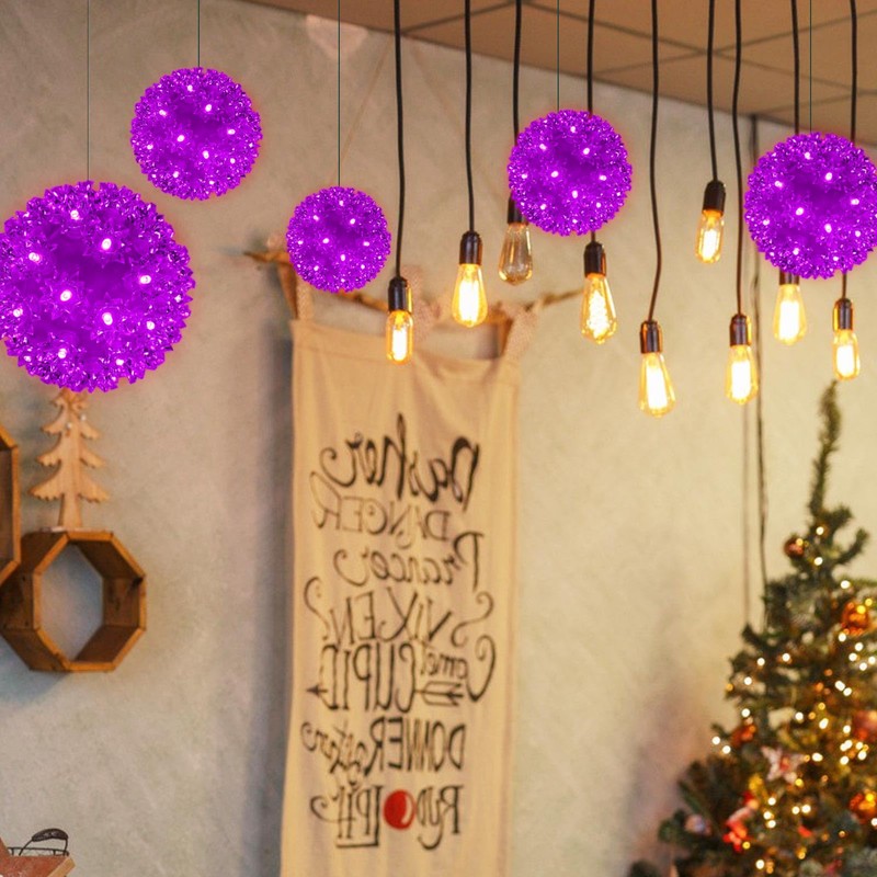 Christmas Lights Ball 5.5" Outdoor Hanging Sphere Lights 50 LED