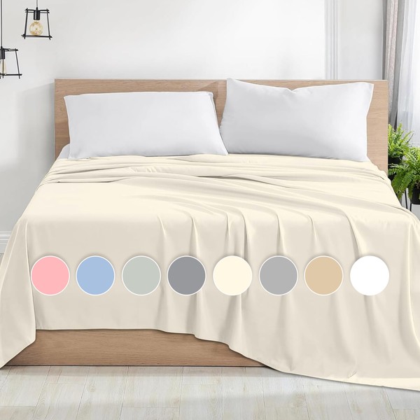 Rohi Microfibre Double Flat Sheet Cream – Comfy Soft &