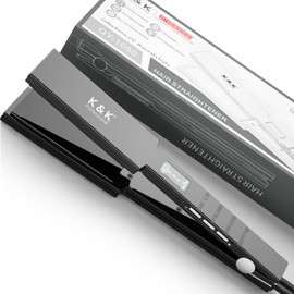 Professional Wide Titanium K&K Flat Iron 1.75 Inch Hair Straightener for Straight and Curly Hair (45mm)
