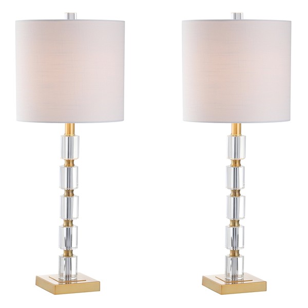 JONATHAN Y JYL5001A-SET2 Claire 28.5" Crystal Table Lamp Clear/Brass (Set of 2), 2 Piece