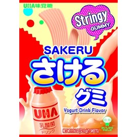 UHA Mikakuto Sakeru Stringy Gummy Yogurt 1.16 OZ (Pack of 10)