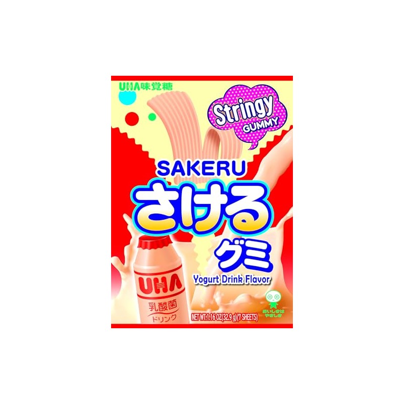 UHA Mikakuto Sakeru Stringy Gummy Yogurt 1.16 OZ (Pack of