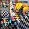 Black and Iridescent Checkered Plastic Tablecloth,3 Pack Birthday Table Cloth