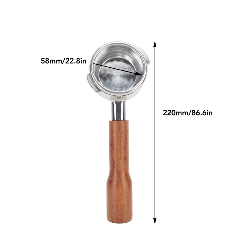 58mm Portafilter Bottomless 2 Ears Detachable Solid Wood and Stainless