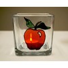 Red Apple Hand Painted Stained Glass Square Candle Holder Home
