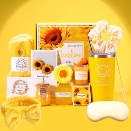 Regalos de Cumpleaños para Mujeres, 13pcs Canasta de Spa Relajante para Mujer, Kit de Relajación y Autocuidado para Ella Amiga, Mamá, Hermana, Novia, Regalos para Día del Spa, Día de la Madre (Amarillo)