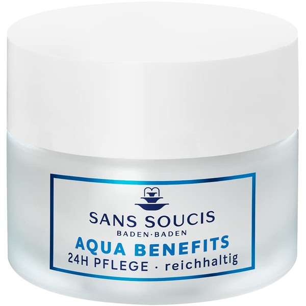 Sans Soucis Rich Face Cream 24 Hour Care 50 ml - Day Cream Night Cream Skin Care with Hyaluronic Acid and Thermal Water Aqua Benefits