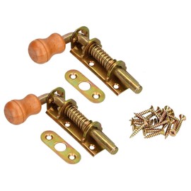 KOTARBAU® Set of 2 Spring Latches 100 mm Bolt Door Bolt Galvanised Rustproof Wooden Handle Weatherproof with Suspension Gate Bolt