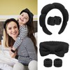 Makeup and Skincare Headbands 6PCS Black Spa Headband and Wrist