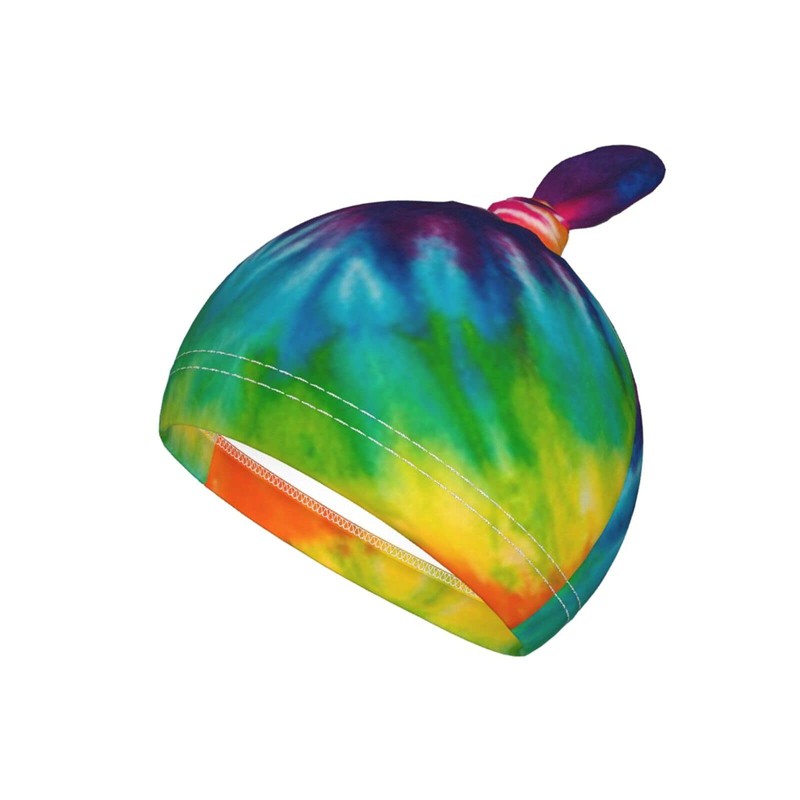 Tie Dye Colorful Rainbow Newborn Swaddle Blankets Beanie Hat Sets