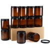 12 Pack Amber Glass Jars, 8 Oz Thick Amber Round