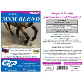 SU-PER MSM Blend Horse Joint Supplement - Helps Maintain Joint Mobility and Flexibility - 1 Quart, (2 Pack)
