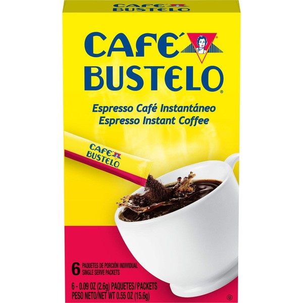 Café Bustelo Espresso Style Dark Roast Instant Coffee, 6 Count (Pack of 12)