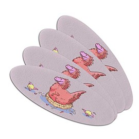 Feathered Tyrannosaurus Rex Dinosaur Nesting With Babies Double-Sided Oval Nail File Emery Board Set 4 Pack