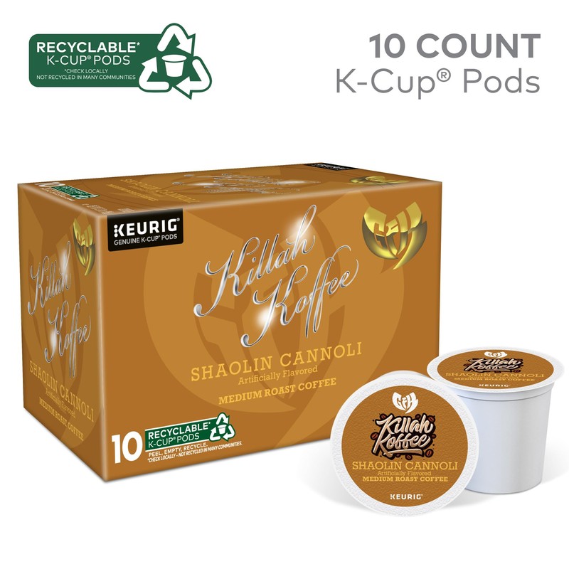 Killah Koffee Shaolin Cannoli, Keurig Single-Serve K-Cup Pods, Flavored Coffee,