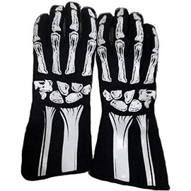 RJS Racing Equipment Men's Double Layer Skeleton Gloves(White, Medium), 1 Pack