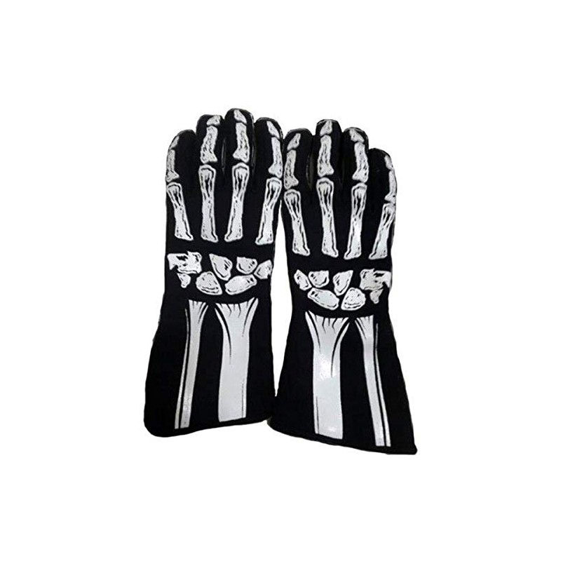 RJS Racing Equipment Men's Double Layer Skeleton Gloves(White, Medium), 1