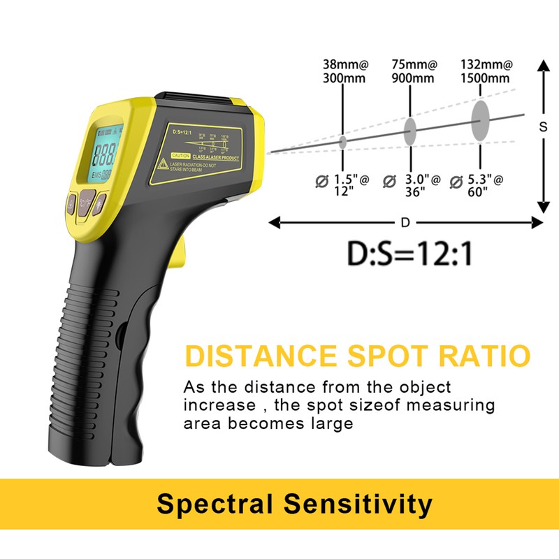 Infrared Thermometer, Non-Contact Digital Laser Temperature Gun -58°F to 1112°F
