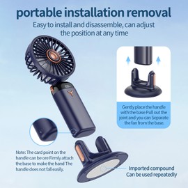 SYBOYEGE 360° Rotating Folding Handheld Fan - 5 Speed Adjustable,Powerful Rechargeable Fan-2400mAh Battery, 12-Hour Runtime,Mini Portable Fan for Handheld, neck, desktop, wall mounted (White)