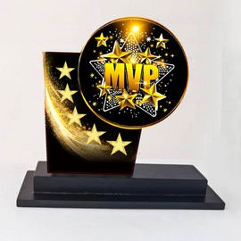 Champion Trophy 6 Inches Acrylic Most Valuable Player Trophy Award Prizes Cup MVP Trophy Medals Chain for Football Basketball Soccer Baseball Tournament League Championship Gift (One Piece)