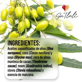Ga Tlali Jabón Natural Neem 115g Hecho a Mano | Limpieza Suave para Rostro y Cuerpo | Vegano y Orgánico | Sin Sulfatos ni Parabenos | Apto para Piel Normal | Artesanal de Oaxaca