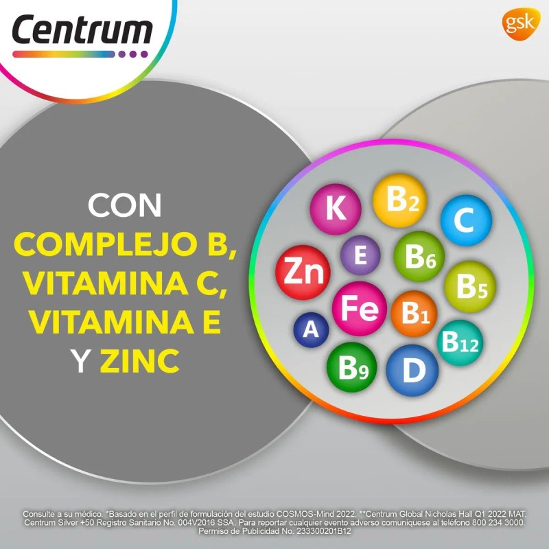 Multivitamnico Centrum Silver 50 Vitamina B Vitamina C Calcio Potasio