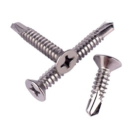 KOSJETHAS #6 x 5/8" Sheet Metal Self Drilling Screws 410 Stainless Steel Phillips Countersunk Flat Head Self Tapping Screw 50Pcs