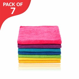 LORD C Microfiber Cleaning Cloth For Kitchen Bacterial Cloths Anti For Polishing Washing And dry Dusting To Clean Car wet dry Bathroom glass kitchen mirrors mix colours Washable And Reusable Pack (7)