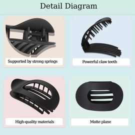 4 PCS Hair Clips for Women, Flat Claw Clips for Lying, Non-Slip Clip for Thick Thin Hair, Large Strong-Hold Claws for Styling, Light Cute for Women Girls Kids,Black, Off White, Brown, Lotus Root Color