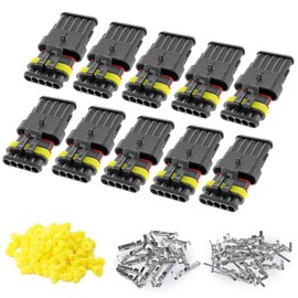 ZUOZE 10 Kit 5 Pin Connector, 20-16 AWG Waterproof Electrical Automotive Wire Connector, 1.5mm Series Terminals Male Female Car Connectors Plug Sets