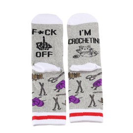 JTOUK Funny Crochet Socks Gift for Crochet Mom Funny Knitting for Women, crochet socks EU, One size fits all