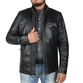 Laverapelle Men's Genuine Lambskin Leather Jacket (Black, 5XL, Color Cotton Lining) - 1501135