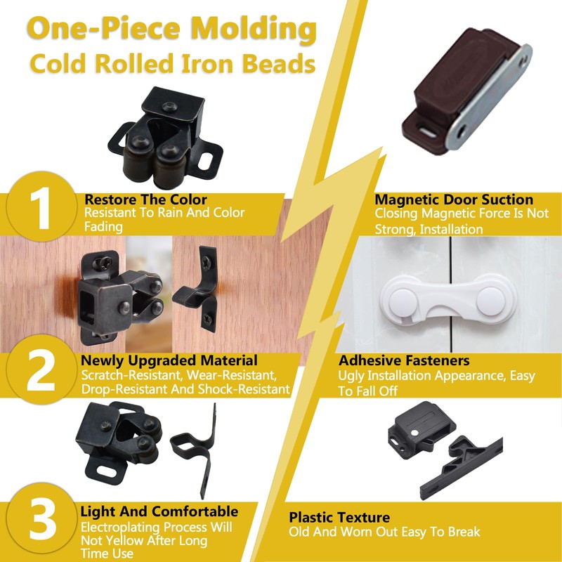 UBANU 8Pcs Cabinet Latches, Zinc Aolly Double Roller Catch Hardware