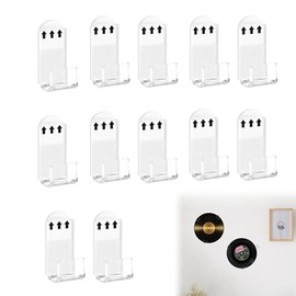 12PCS No Drill Vinyl Wall Mount Clear Acrylic Album Storage Hanger Reliable and Durable Vinyl Record Display Beautiful and Practical Vinyl Holder Wall for LP Cover Home Decoration Music Lovers