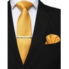 JEMYGINS Mens Silk Tie & Tie Clips & Pocket Bar