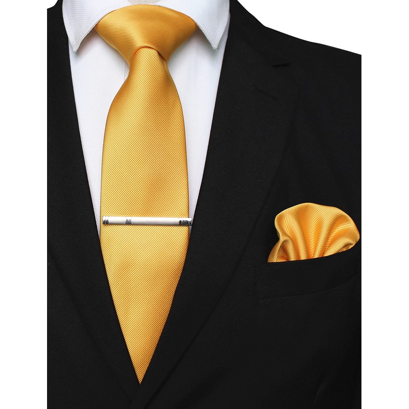 JEMYGINS Mens Silk Tie & Tie Clips & Pocket Bar