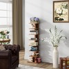 TUTOTAK Narrow Bookshelf, 8-Tier Bookcase, Spine Book Shelf for Small
