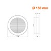 Air Ventilation Plastic Grill Cover Diameter 150 mm White