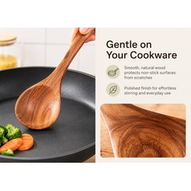 7-Piece Wooden Kitchen Utensil Set for Everyday Cooking - Non-Scratch Tools for Non-Stick Cookware
