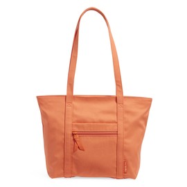 Vera Bradley Women's Cotton Small Vera Tote Bag, Orange Bell Pepper - Recycled Cotton, One Size