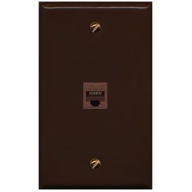 RiteAV Flat 1 Gang 1 Port Cat6 Ethernet Wall Plate - Flat [Brown/Brown]
