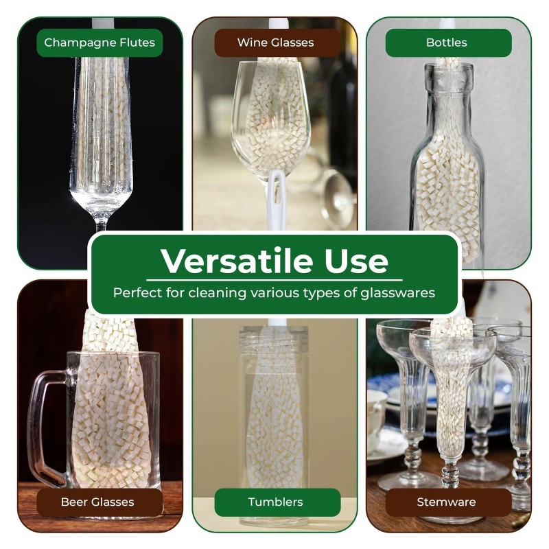 Tupkee Flute Wine Glass Cleaning Brush – Soft Non-Scratch Foam