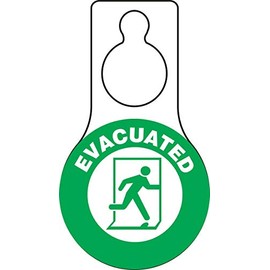 AccuformNMC EVACUATED Hanger Tags (Pack of 10), 9" x 5" with Double-Side Message, White/Green Plastic Cleared Room Hang Tag, Made in The USA, TAD612