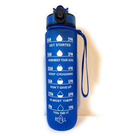 Motivational water bottle with time markers (Royal Blue)