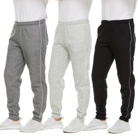 Essential Elements 3 Pack: Men's Tech Fleece Ultra-Soft Warm Jogger Athletic Sweatpants with Pockets