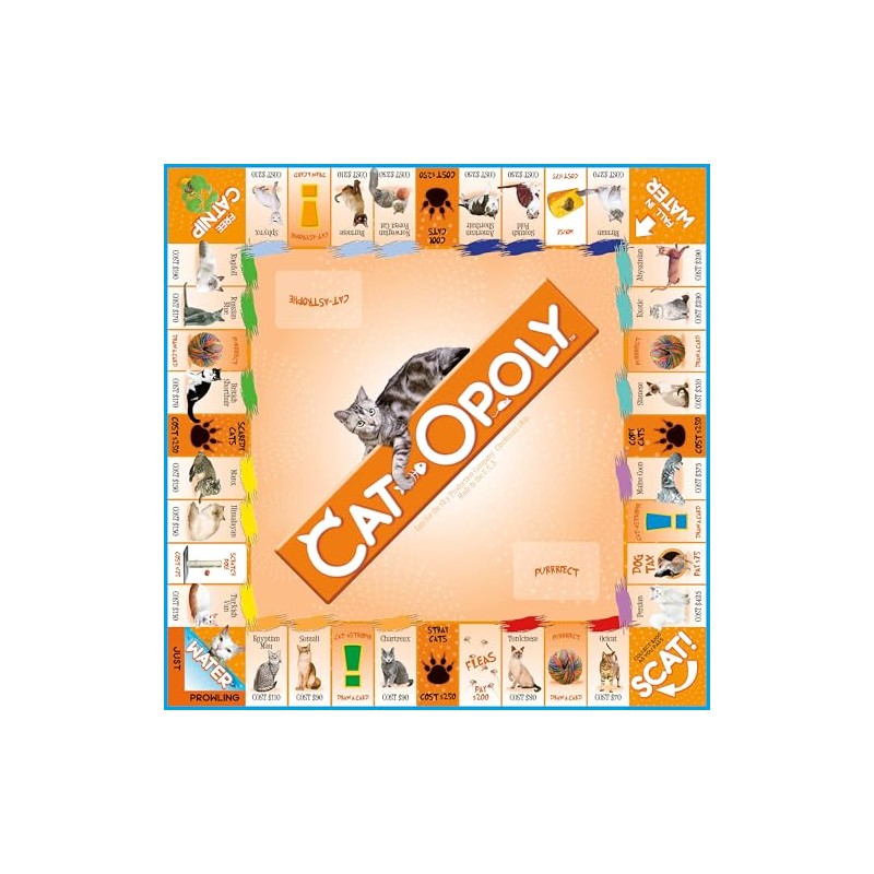 Late for The Sky Cat-opoly - Juego de Mesa Blanco,